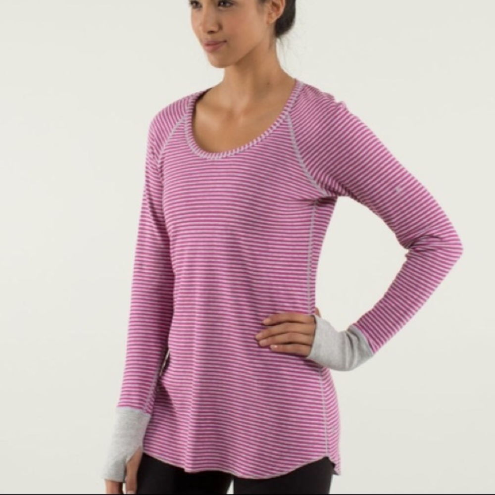 Lululemon Open Your Heart Long Sleeve Grey Stripe